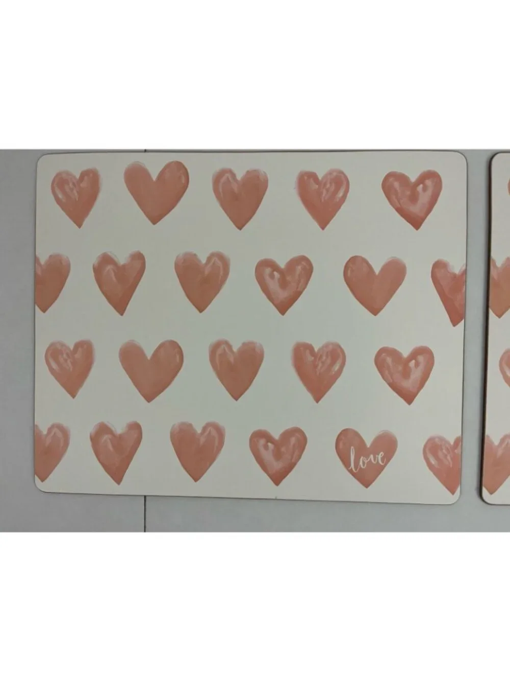 PB Pottery Barn Pink Heart Valentines Love Rectangle Corkboard Placemats